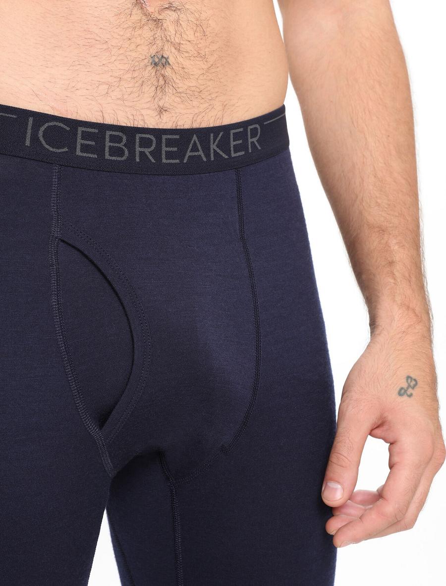 Legginsy Icebreaker Merino 200 Oasis with Fly Męskie Granatowe | PL 1815KORI